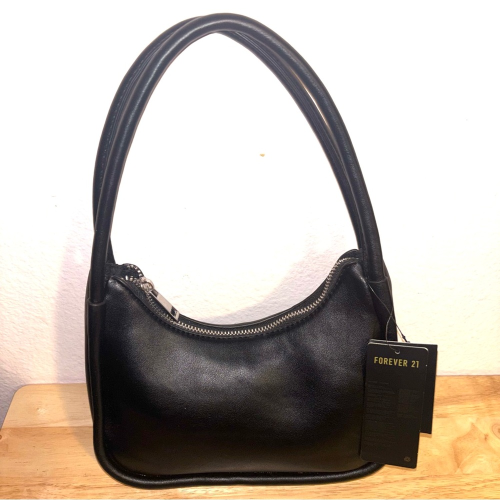 Forever 21 Small Black Crescent Shoulder Bag, Zip Closure, NWT